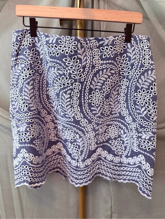LOFT Dresses & Skirts - Ann Taylor LOFT Blue and White Embroidered Skirt